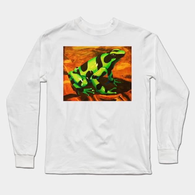 Poison Dart Arrow Frog--Black and Green Long Sleeve T-Shirt by RJKpoyp